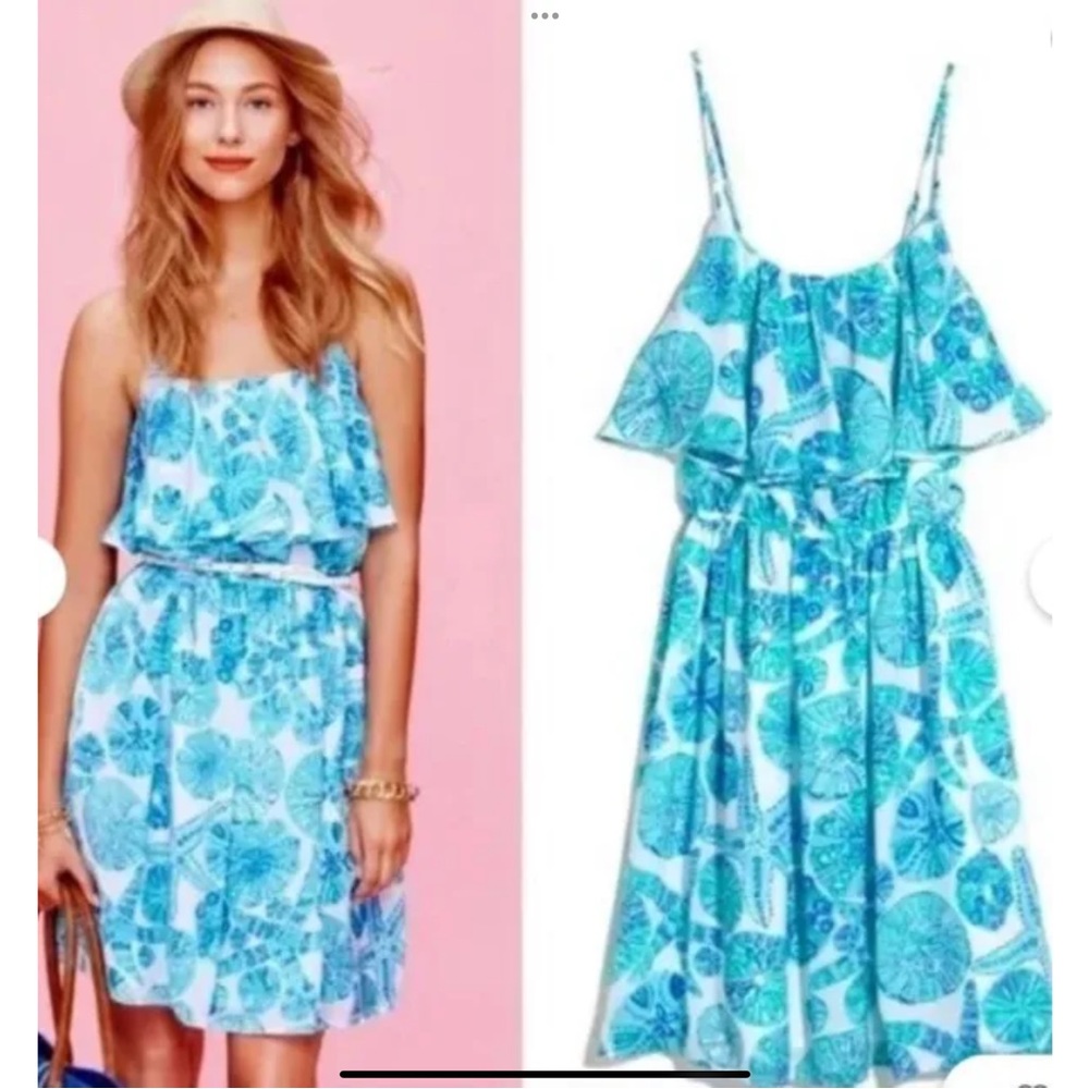 Lilly Pulitzer For Target Sea Urchin For You Ruffle Blue Dress XS 
Fully Lined